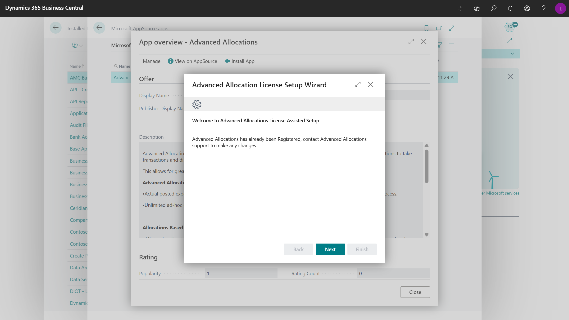 Advanced Allocations Installation